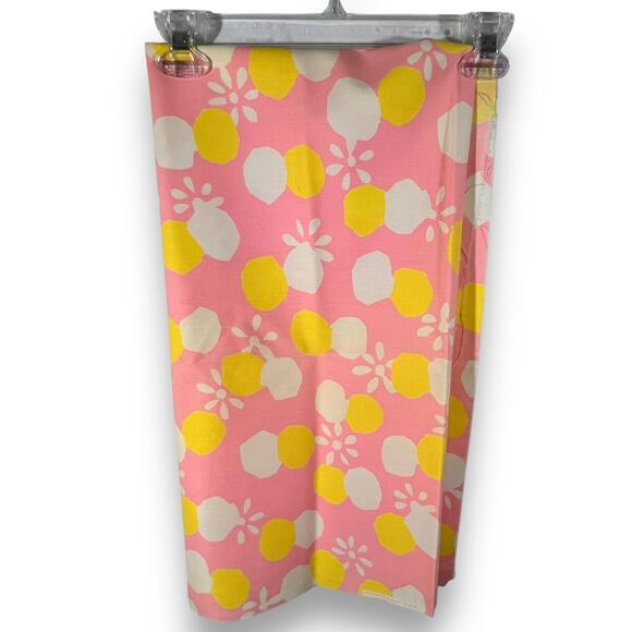 Klopman Mills Fabric 1970s Mod Floral Pink Yellow Cotton 1.27 Yards - Picture 3 of 6